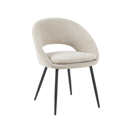 LABEL51 Eetkamerstoel Zohra - Naturel - Elite - Zwart Metalen Frame