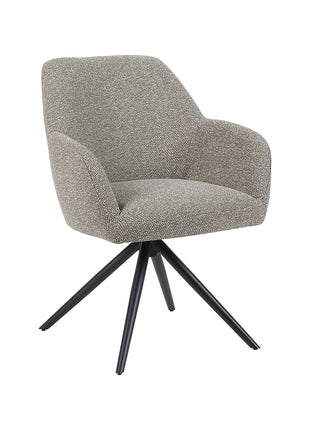 LABEL51 Eetkamerstoel Sayuri - Mushroom - Royal Boucle - Zwart Metalen Frame
