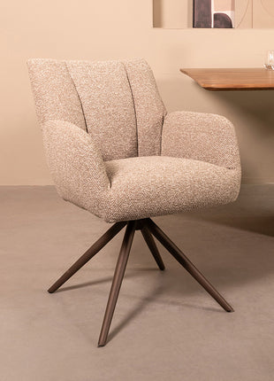 LABEL51 Eetkamerstoel Padua - Mushroom - Royal Boucle - Brons Metalen Frame