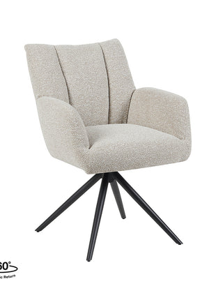 LABEL51 Eetkamerstoel Padua - Naturel - Royal Boucle - Zwart Metalen Frame
