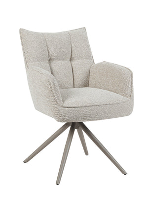 LABEL51 Eetkamerstoel Amalfi - Naturel - Royal Boucle - Taupe Metalen Frame