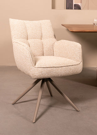 LABEL51 Eetkamerstoel Amalfi - Naturel - Royal Boucle - Taupe Metalen Frame