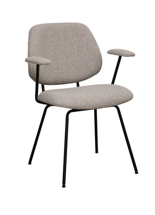 LABEL51 Eetkamerstoel Loreto - Naturel - Royal Boucle - Zwart Metalen Frame