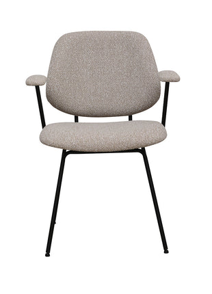 LABEL51 Eetkamerstoel Loreto - Naturel - Royal Boucle - Zwart Metalen Frame