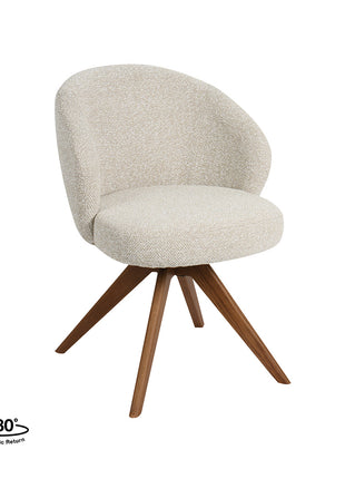 LABEL51 Eetkamerstoel Sabi - Naturel - Royal Boucle - Walnoot Houten Frame