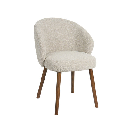 LABEL51 Eetkamerstoel Shiro - Naturel - Royal Boucle - Walnoot Houten Frame
