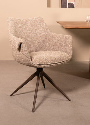LABEL51 Eetkamerstoel Narumi - Mushroom - Royal Boucle - Brons Metalen Frame
