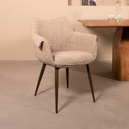 LABEL51 Eetkamerstoel Mirai - Mushroom - Royal Boucle - Brons Metalen Frame