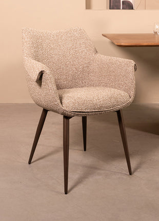LABEL51 Eetkamerstoel Mirai - Mushroom - Royal Boucle - Brons Metalen Frame