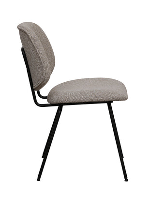 LABEL51 Eetkamerstoel Ravenna - Naturel - Royal Boucle - Zwart Metalen Frame