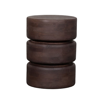 LABEL51 Bijzettafel Milly - Espresso - Mangohout - 35 cm - Rond