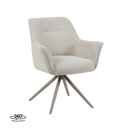 LABEL51 Eetkamerstoel Kimora - Naturel - Royal Boucle - Taupe Metalen Frame