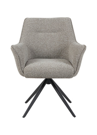 LABEL51 Eetkamerstoel Kimora - Mushroom - Royal Boucle - Zwart Metalen Frame