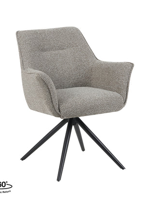 LABEL51 Eetkamerstoel Kimora - Mushroom - Royal Boucle - Zwart Metalen Frame