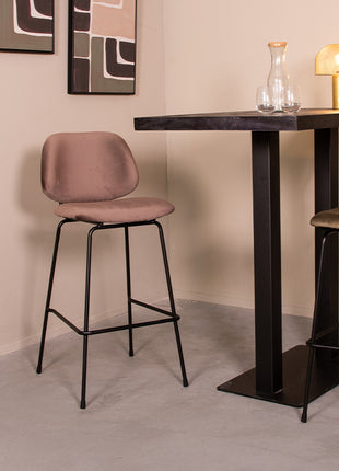 LABEL51 Barkruk Bello - Taupe - Fluweel - Hoog