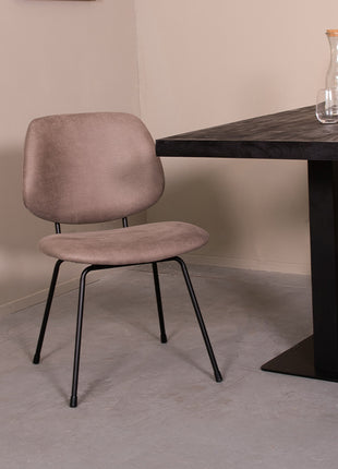 LABEL51 Eetkamerstoel Bello - Taupe - Micro Suede - Zwart Metalen Frame