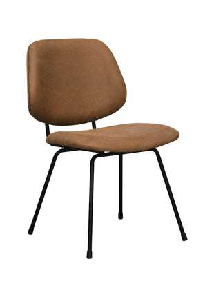 LABEL51 Eetkamerstoel Bello - Cognac - Micro Suede - Zwart Metalen Frame