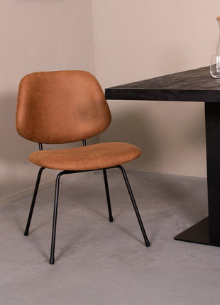 LABEL51 Eetkamerstoel Bello - Cognac - Micro Suede - Zwart Metalen Frame