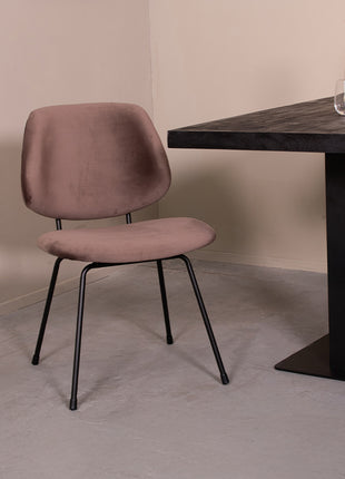 LABEL51 Eetkamerstoel Bello - Taupe - Fluweel - Zwart Metalen Frame