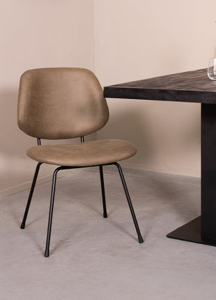 LABEL51 Eetkamerstoel Bello - Moss - Micro Suede - Zwart Metalen Frame