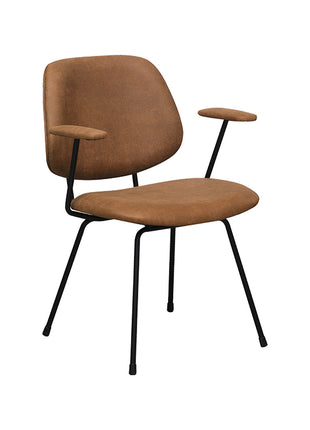 LABEL51 Eetkamerstoel Rivano - Cognac - Micro Suede - Zwart Metalen Frame