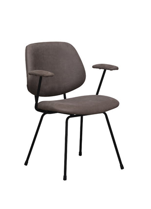 LABEL51 Eetkamerstoel Rivano - Taupe - Micro Suede - Zwart Metalen Frame
