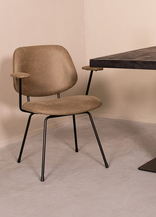 LABEL51 Eetkamerstoel Rivano - Moss - Micro Suede - Zwart Metalen Frame