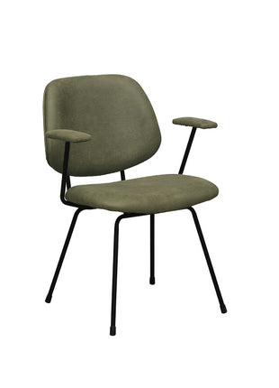 LABEL51 Eetkamerstoel Rivano - Moss - Micro Suede - Zwart Metalen Frame