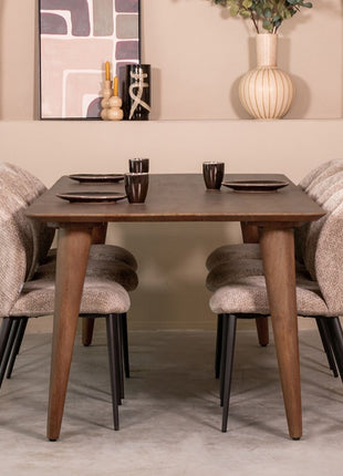 LABEL51 Eetkamertafel Fly - Espresso - Mangohout - 190 cm