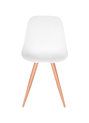 LABEL51 Eetkamerstoel Rimini - Wit - PP - Naturel Houtlook Frame