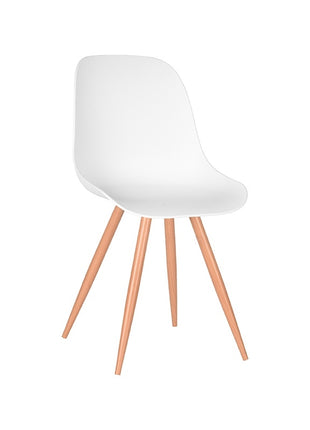 LABEL51 Eetkamerstoel Rimini - Wit - PP - Naturel Houtlook Frame