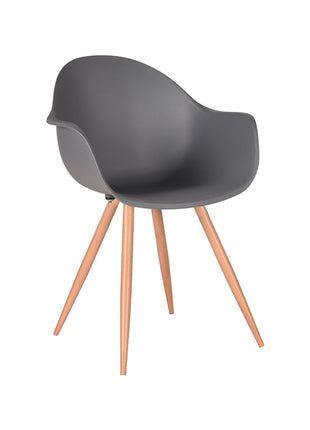 LABEL51 Eetkamerstoel Parma - Antraciet - PP - Naturel Houtlook Frame