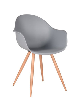 LABEL51 Eetkamerstoel Parma - Grijs - PP - Naturel Houtlook Frame