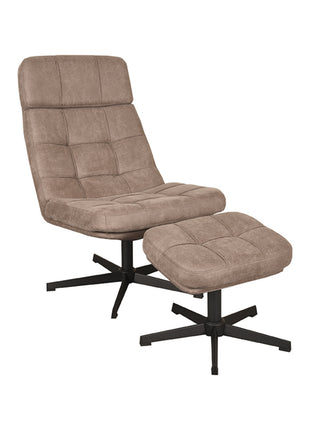 LABEL51 Fauteuil Alvar - Taupe - Boucle - Incl. Hocker