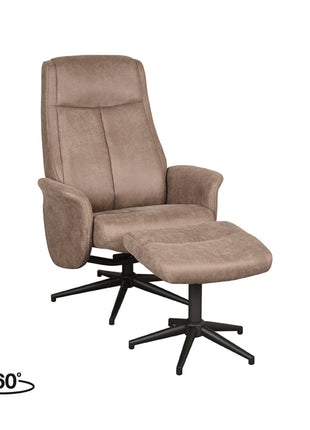 LABEL51 Fauteuil Bergen - Taupe - Micro Suede - Incl. Hocker