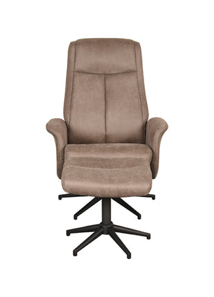 LABEL51 Fauteuil Bergen - Taupe - Micro Suede - Incl. Hocker