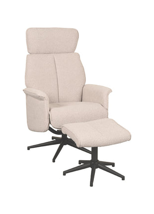 LABEL51 Fauteuil Verdal - Naturel - Boucle - Incl. Hocker
