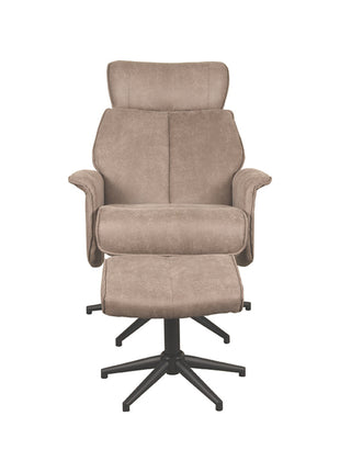 Fauteuil Verdal - Taupe - Micro Suede - Incl. Hocker