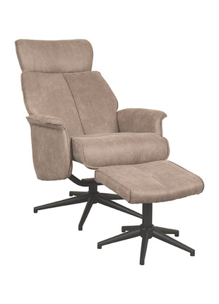 Fauteuil Verdal - Taupe - Micro Suede - Incl. Hocker