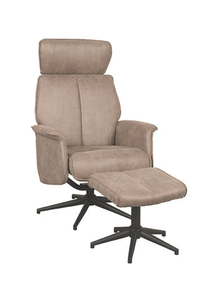 Fauteuil Verdal - Taupe - Micro Suede - Incl. Hocker