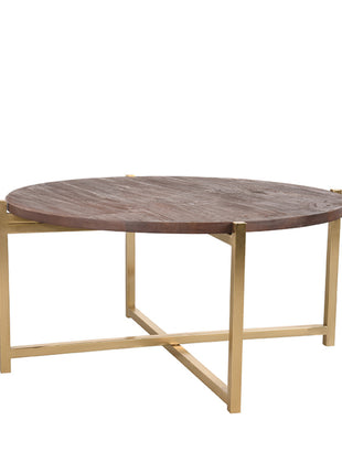 Salontafel Dox - Goud - Mangohout - Goud Onderstel