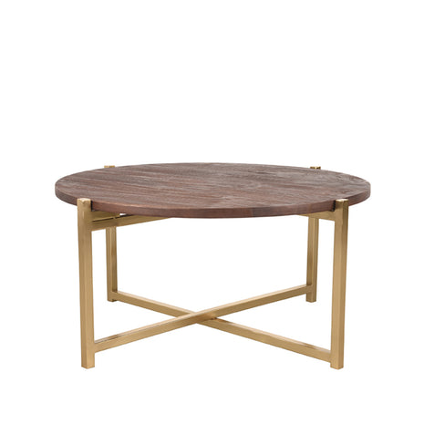 Salontafel Dox - Goud - Mangohout - Goud Onderstel