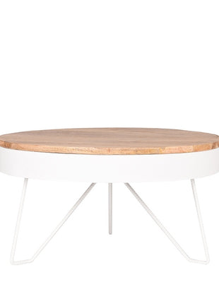 Salontafel Saran - Wit - Metaal - Rond - 80 cm