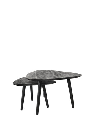 Salontafel Set Rock - Zwart - Mangohout