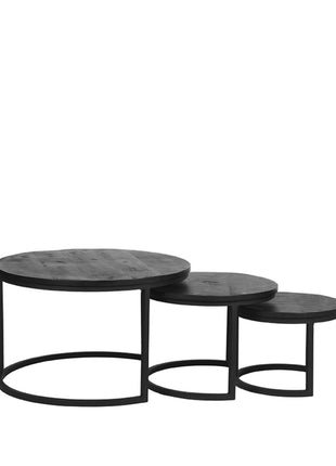Salontafel Set Triplet - Zwart - Mangohout