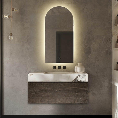 Badkamerspiegel met Verlichting - Spiegel met Verwarming - Half Ovaal - 50 x 100 cm