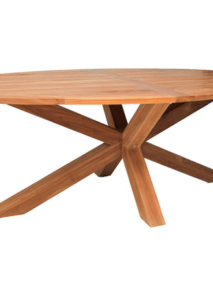 Tuintafel ovaal Teak met houten kruisonderstel 220 cm