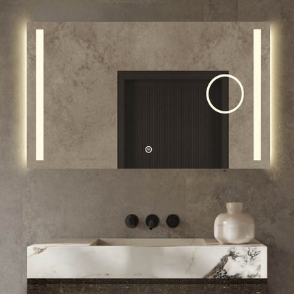 Badkamerspiegel met Verlichting - Anti Condens Verwarming - Spiegel met Vergrootglas - Badkamerspiegels - 140 x 80 cm