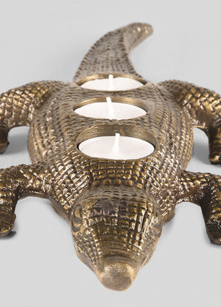 Krokodil - Antiek goud - Metaal