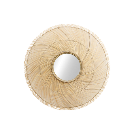 Wandspiegel - ø90 cm - Naturel - Bamboe